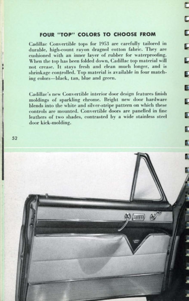 1953 Cadillac Salesmans Data Book Page 55